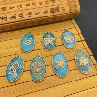 Подвески из натуральных камни и латуни, Shoushan Stone, с Латунь, Овальная форма, плакирован золотом, различные модели для выбора, голубой продается PC