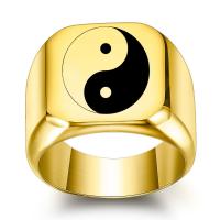 Stainless Steel Finger Ring, plated, ying yang & Unisex 10mm 