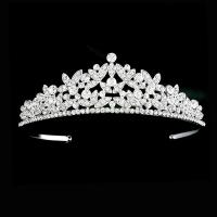 Bridal Tiaras, Zinc Alloy, Leaf, platinum color plated, for woman & with rhinestone & hollow 