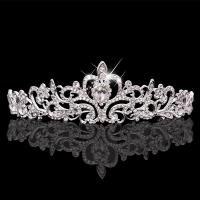 Bridal Tiaras, Zinc Alloy, Crown, plated, for woman & with rhinestone & hollow 