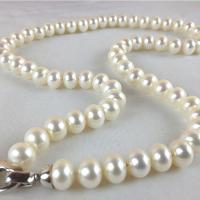 Collier de perles d'eau douce naturelles, perle d'eau douce cultivée, pour femme, blanc, 10-11mm Environ 15.75 pouce, Vendu par PC