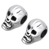 Stainless Steel Large Hole Beads, Skull, original color Approx 5mm 