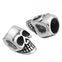 Stainless Steel Large Hole Beads, Skull, original color Approx 6mm 