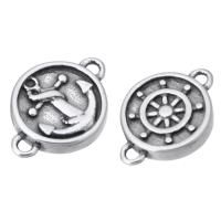 Stainless Steel Charm Connector, Anchor and Ship Wheel, original color Approx 1mm 