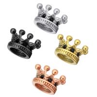 perles de grand trou en inox , acier inoxydable, couronne, Placage, plus de couleurs à choisir Environ 6mm, Vendu par PC