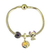 Stainless Steel  European Bracelets, 316 Stainless Steel, With Pendant & Unisex & with rhinestone, golden cm 