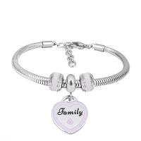 Stainless Steel  European Bracelets, 316 Stainless Steel, With Pendant & Unisex, silver color cm 