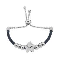 Stainless Steel  European Bracelets, 316 Stainless Steel, with Leather & 304 Stainless Steel, With Pendant & Unisex, mixed colors .5 Inch 