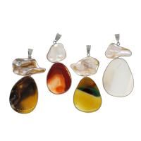 Agate Brass Pendants, with Agate & Plastic Pearl 