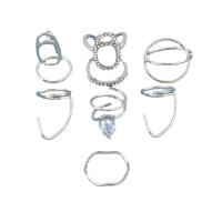 Zink-Legierung Ring Set, Zinklegierung, 7 Stück & Modeschmuck & für Frau & mit Strass, originale Farbe, verkauft von setzen