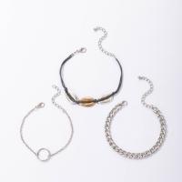 Fashion Zinc Alloy Bracelets, bracelet, with Polyester Cord, three pieces 