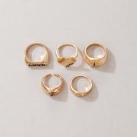 Zinc Set anillo de aleación, aleación de zinc, anillo de dedo, chapado en color dorado, 5 piezas & Joyería & esmalte, dorado, Vendido por Set