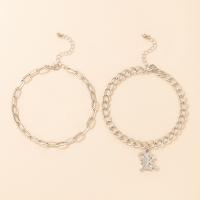 Zinc Alloy Anklet, anklet, silver color plated, 2 pieces & fashion jewelry, silver color 