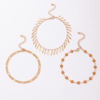 Zinc Alloy Anklet, anklet, gold color plated, three pieces & fashion jewelry & enamel, golden 