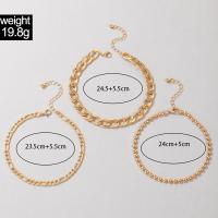 Zinc Alloy Anklet, gold color plated, three pieces & fashion jewelry & for woman 