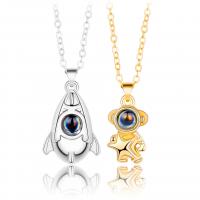 Couple Zinc Alloy Necklace, with brass chain, with 1.96inch extender chain, Astronaut, plated, 2 pieces & oval chain & for couple Approx 21.6 Inch 