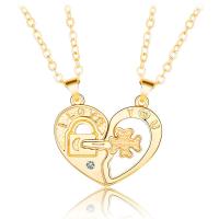 Zinc Alloy Puzzle Couple Necklace, with brass chain, with 1.96inch extender chain, heart and key, plated, 2 pieces & for couple & hollow Approx 21.6 Inch, Approx  23.6 Inch 