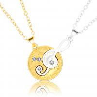 Zinc Alloy Puzzle Couple Necklace, Music Note, plated, 2 pieces & for couple & with rhinestone 22mm, 32mm Approx 21.6 Inch 