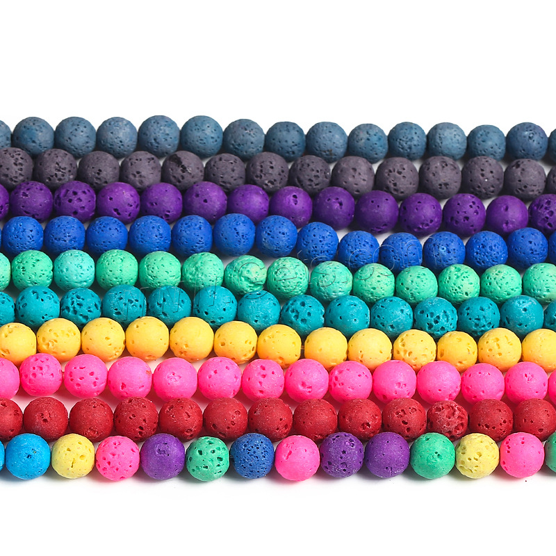 Multicolor Lava Beads, Round, different size for choice, more colors for choice, Length:Approx 14.57 Inch, Sold By Strand