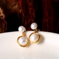 Freshwater Pearl Drop Earring, with Brass, 14K gold-filled, for woman 