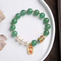 Aventurine Bracelets, with Freshwater Pearl & Brass, 14K gold-filled, for woman, 10mm cm 