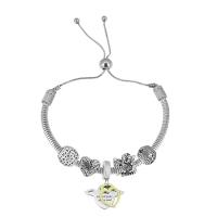 Stainless Steel  European Bracelets, 316 Stainless Steel, With Pendant & for woman, silver color .5 Inch 