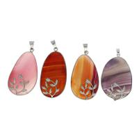 Agate Brass Pendants, with Lace Agate 