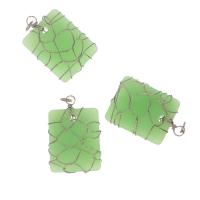 Crystal Brass Pendants, with Crystal,  Square, green 