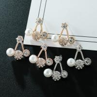 Zinc Alloy Earring Jacket, with Plastic Pearl, plated, fashion jewelry & for woman & with rhinestone 
