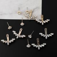Zinc Alloy Earring Jacket, plated, fashion jewelry & for woman & with rhinestone 