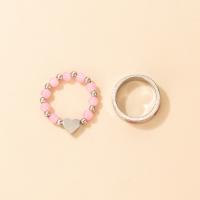 Zink-Legierung Ring Set, Zinklegierung, Fingerring, mit Seedbead, 2 Stück & Modeschmuck & Emaille, verkauft von setzen