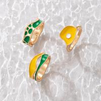 Zinc Alloy Ring Set, finger ring, gold color plated, three pieces & fashion jewelry & enamel, golden 