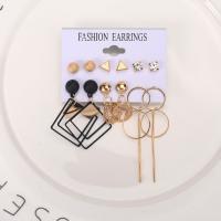 Zinc Alloy Earring Set, earring, gold color plated, 6 pieces & with rhinestone, golden 