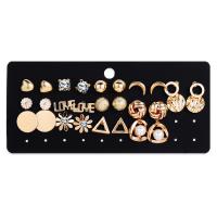 Zinc Alloy Earring Set, earring, gold color plated, 14 pieces, golden 