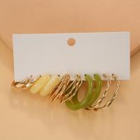 Zinc Alloy Earring Set, earring, with Plastic Pearl & Acrylic, gold color plated, 5 pieces 