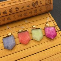 Gemstone Brass Pendants, Natural Stone, with Brass, arrowhead, gold color plated 