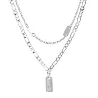 Fashion Multi Layer Necklace, Zinc Alloy, Rectangle, silver color plated, 2 pieces & for woman Approx 15.7 Inch 