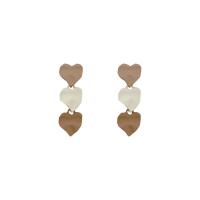 Acrylic Drop Earring, with Zinc Alloy, Heart, plated, Tole Paintng & Korean style & for woman 