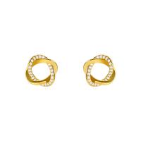 Zinc Alloy Rhinestone Stud Earring, Geometrical Pattern, gold color plated, for woman & with rhinestone & hollow 