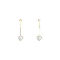 Plastic Pearl Zinc Alloy Earring, with Plastic Pearl, Heart, gold color plated, Korean style & for woman 