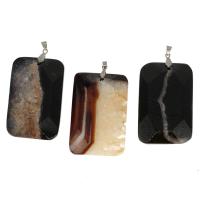 Agate Brass Pendants, with Agate, Rectangle, faceted 