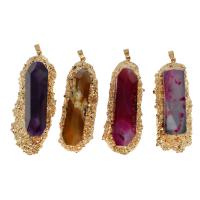 Agate Brass Pendants, with Agate, irregular, faceted 