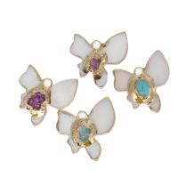 Acrylic Brass Pendants, with Crystal & Acrylic, Butterfly 