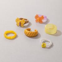 Acryl Finger Ring, Fingerring, mit Seedbead, 6 Stück, gemischte Farben, verkauft von setzen