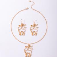 Fashion Zinc Alloy Jewelry Sets, earring & necklace, gold color plated, 2 pieces & fashion jewelry & Christmas jewelry, golden 