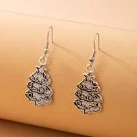 Christmas Earrings, Zinc Alloy, Christmas Tree, silver color plated, fashion jewelry & blacken, silver color 