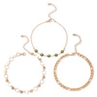 Zinc Alloy Anklet, gold color plated, three pieces & fashion jewelry & enamel, golden 