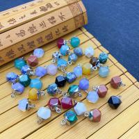 Gemstone Brass Pendants, Natural Stone, with Brass, Polygon, platinum color plated 