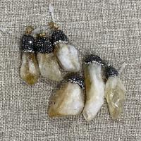 perles de citrine Pendentif, avec argile, Irrégulière, Jaune, 14-22x41-50mm, Vendu par PC
