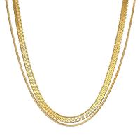 Stainless Steel Chain Necklace, plated, Double Layer & fashion jewelry & for woman 
